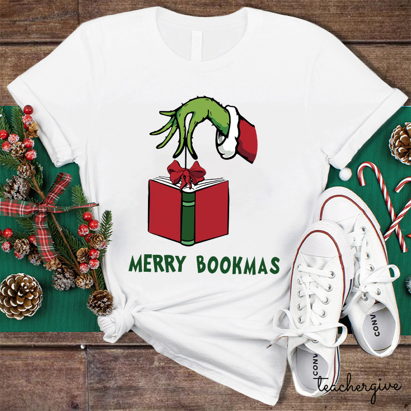 What A Good Day To Read Merry Bookmas Teacher T-Shirt