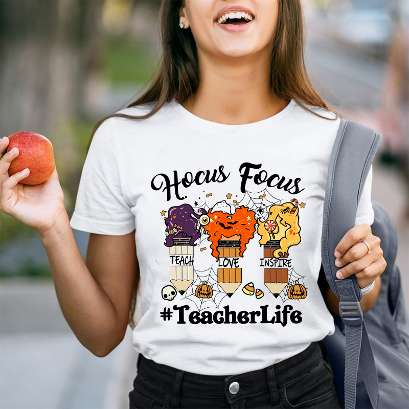 Hocus Pocus Pencil Teach Love Inspire Teacher T-Shirt