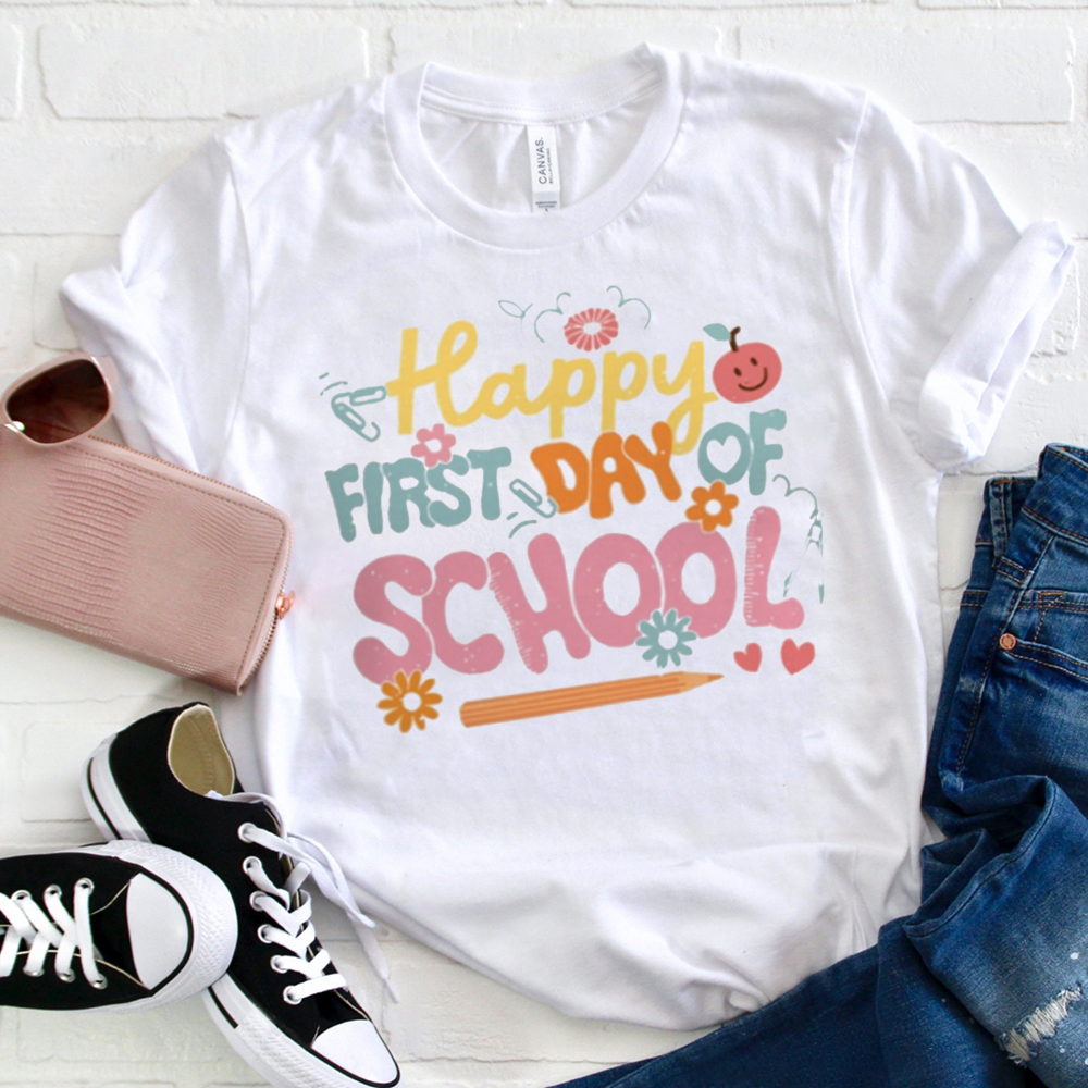 Happy First Day Of School Candy Colors  T-Shirt