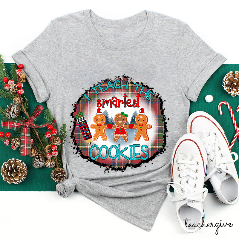 I Teach The Smartest Cookies Red Plaid Teacher T-Shirt