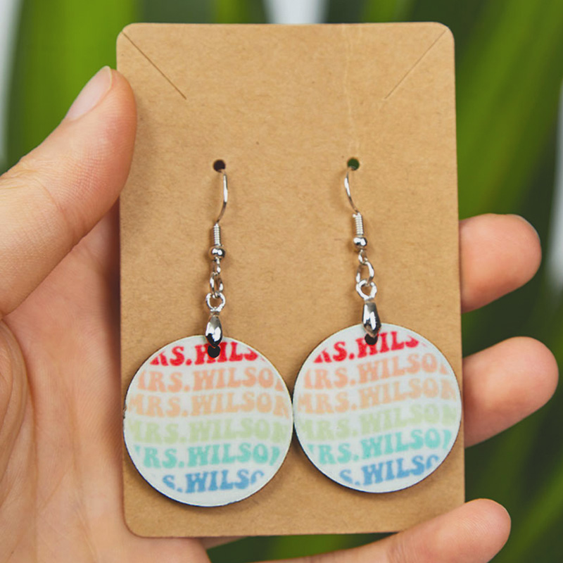 Personalized Name Colorful Wooden Earrings
