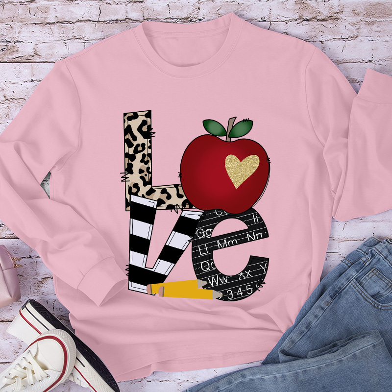 LOVE Shining Apple Different Patterns Long Sleeve T-Shirt