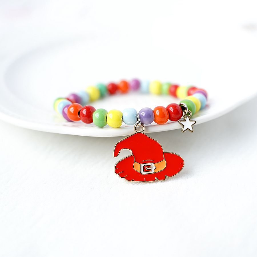 Red Magic Hat Beads Metal Bracelet