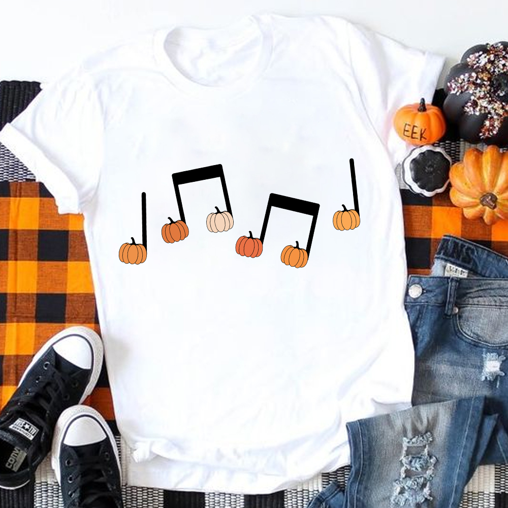 Musical Notation Halloween Pumpkin Teacher T-Shirt