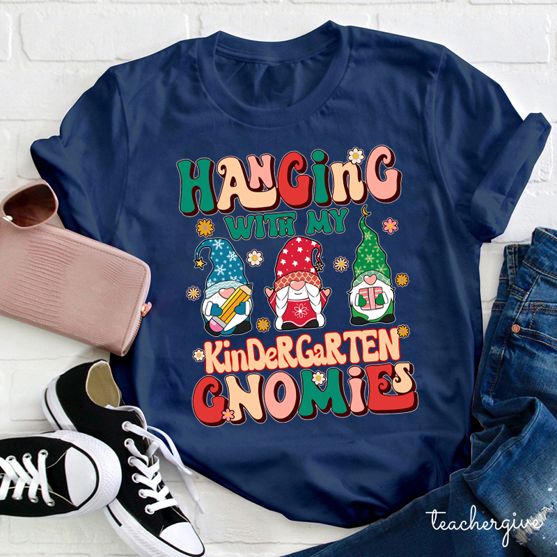 Personalized Grade Hanging With My Kindergarten Gnomies Teacher T-Shirt