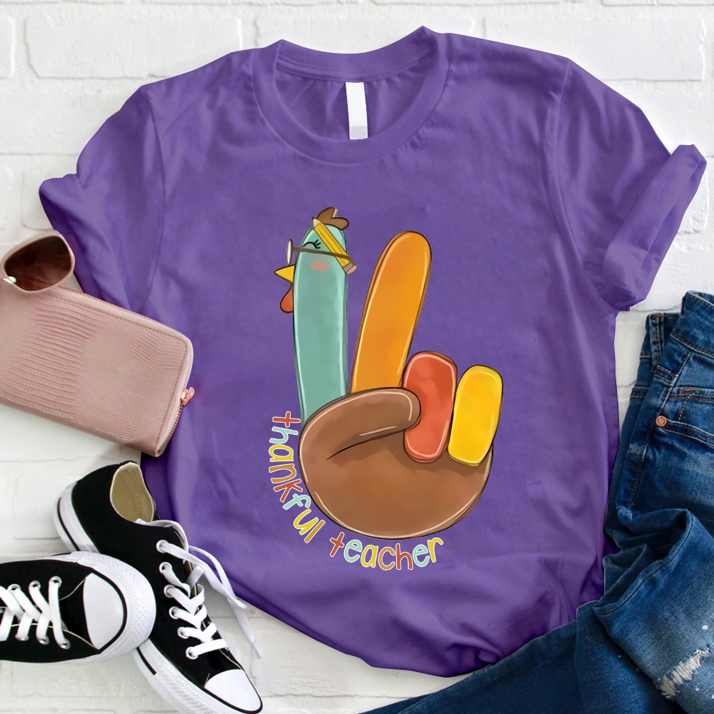 Funny Turkey Thankful Teacher T-Shirt