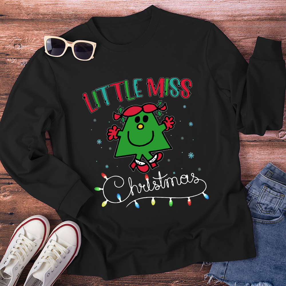Little Miss Loves Christmas Teacher Long Sleeve T-Shirt