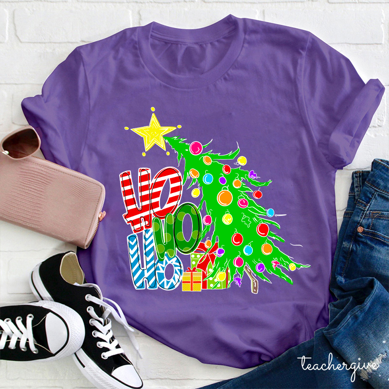 Ho Ho Ho Christmas Tree Teacher T-Shirt