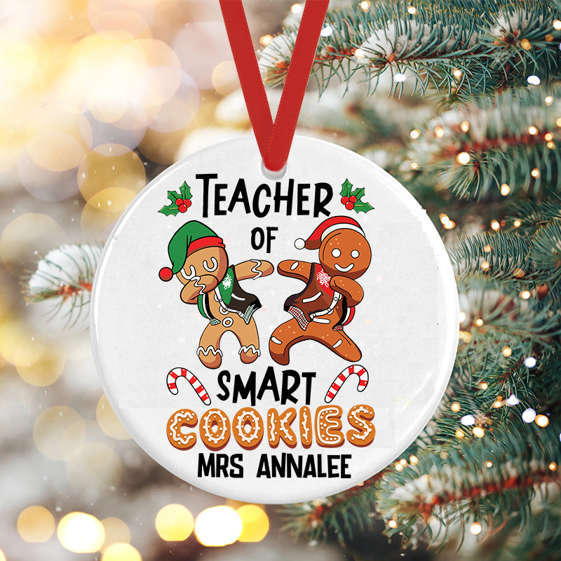 Personalized Smart Cookies Teacher Ceramic Christmas Ornament