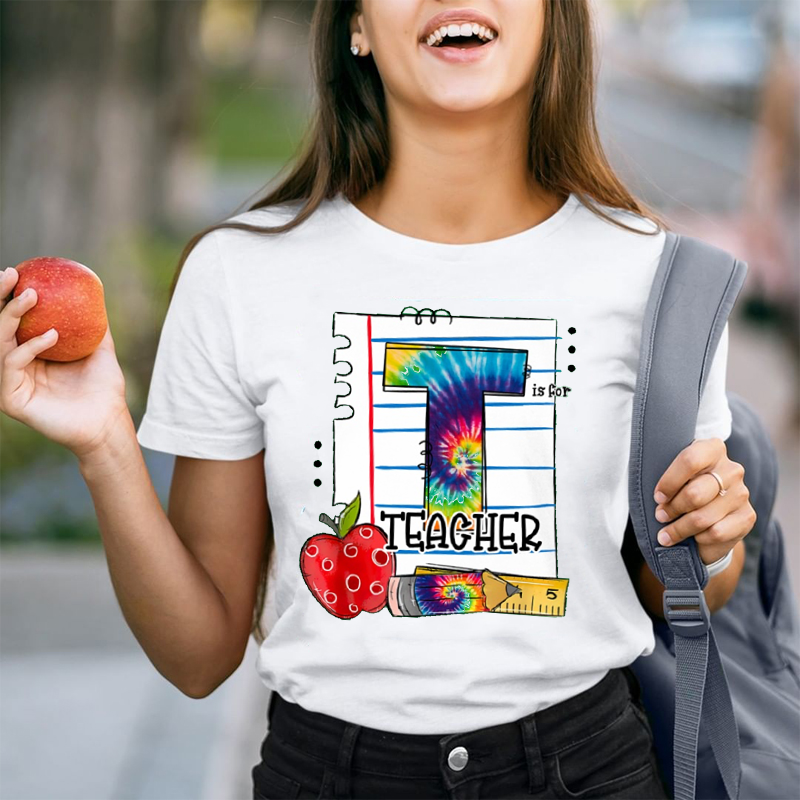T Is For  Teacher Firework T-Shirt