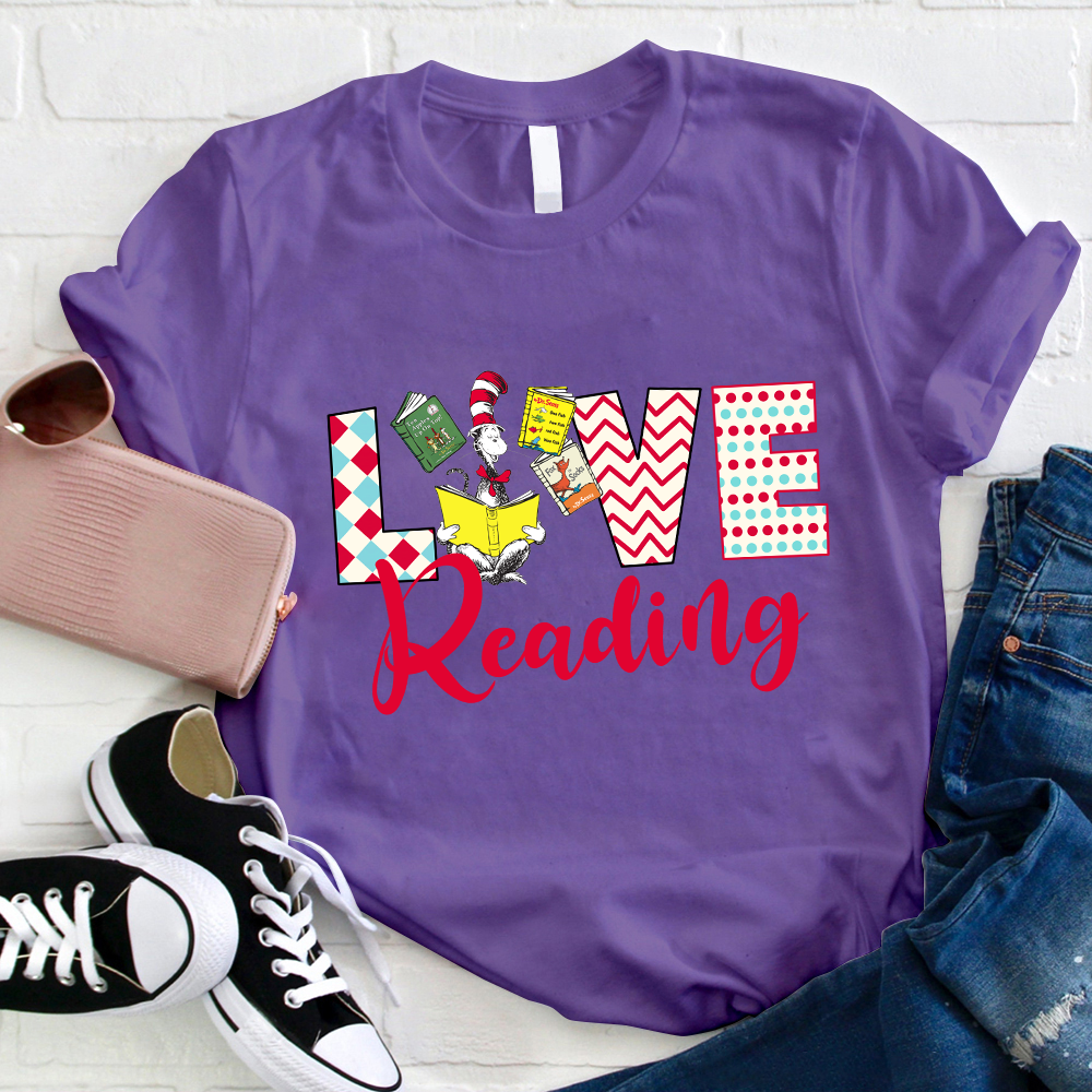 Love Reading Cat Reading Books T-Shirt
