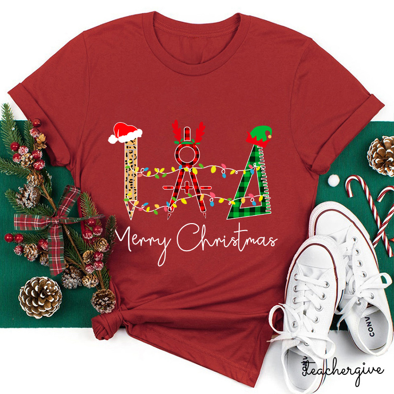 I Love Math And Merry Christmas Teacher T-Shirt
