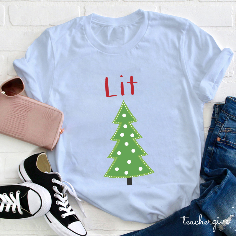 Lit Christmas Tree Teacher T-Shirt