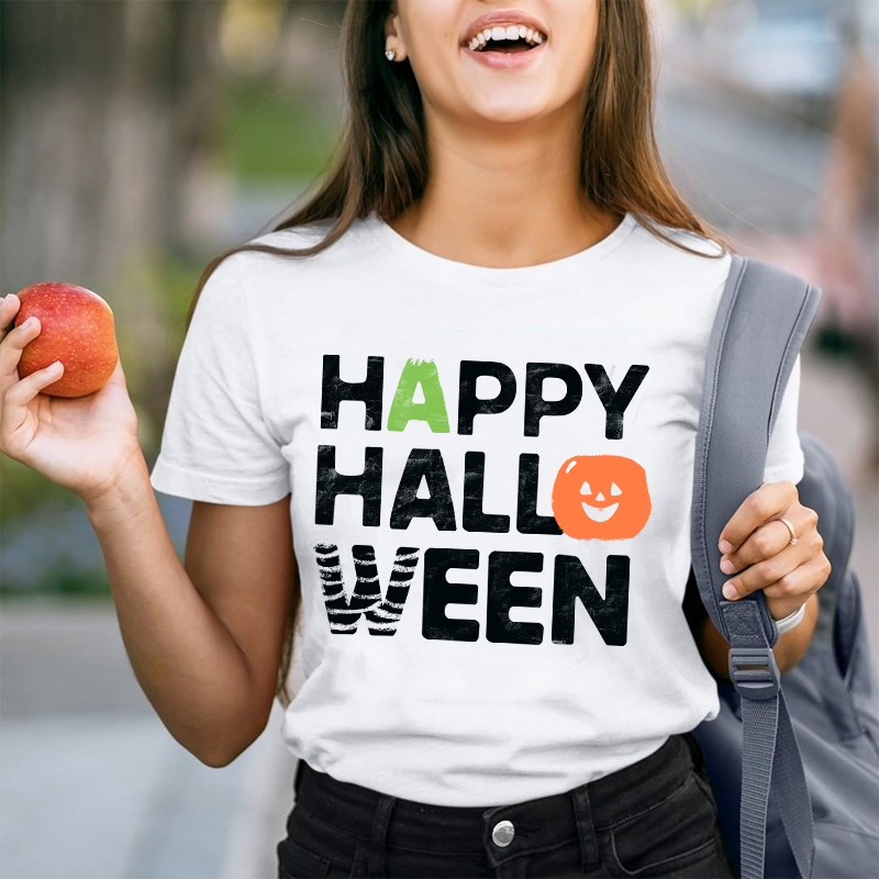 Smiling Pumpkin Happy Halloween T-Shirt