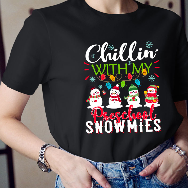 Personalized Chillin With My Snowmies Teacher T-Shirt
