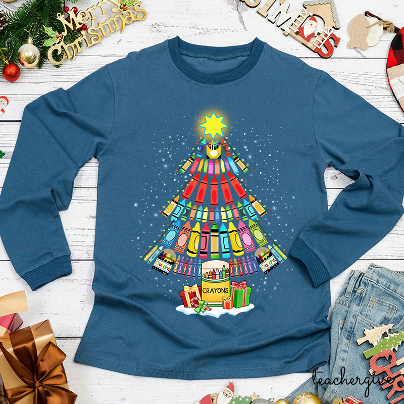 Come And Paint A Christmas Tree With Me Teacher Long Sleeve T-Shirt