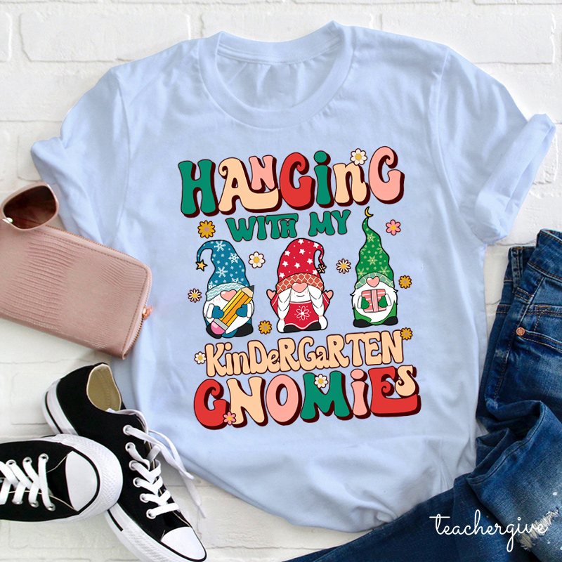Personalized Grade Hanging With My Kindergarten Gnomies Teacher T-Shirt