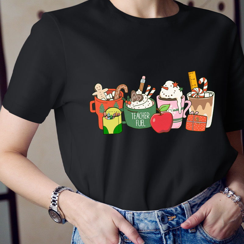 Christmas Vibes Teacher Fuel Teacher T-Shirt