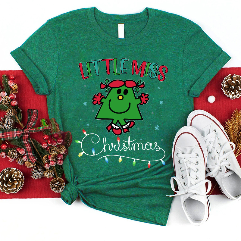 Little Miss Loves Christmas Teacher T-Shirt
