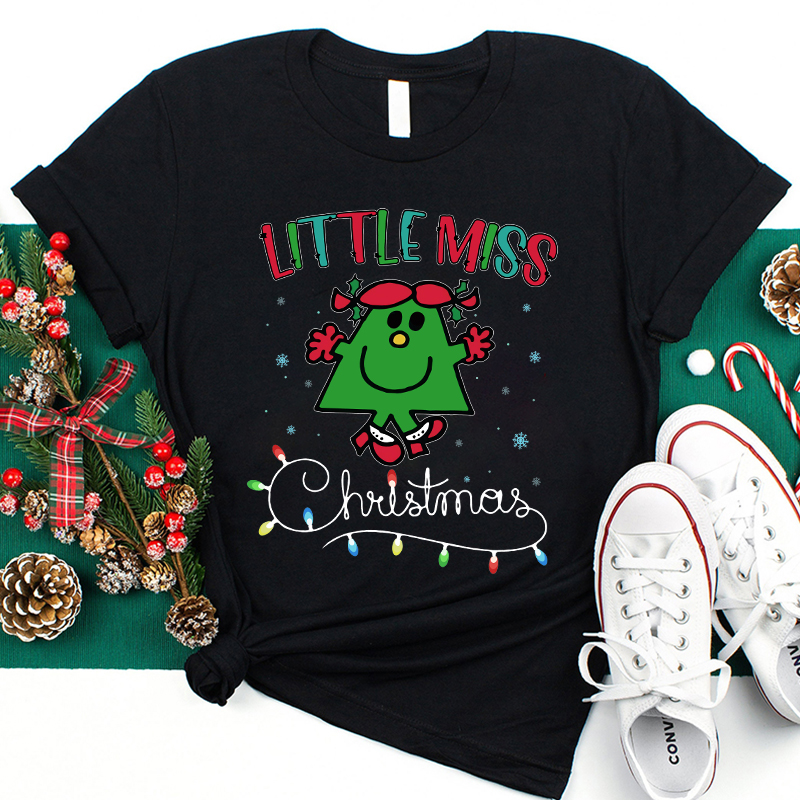 Little Miss Loves Christmas Teacher T-Shirt