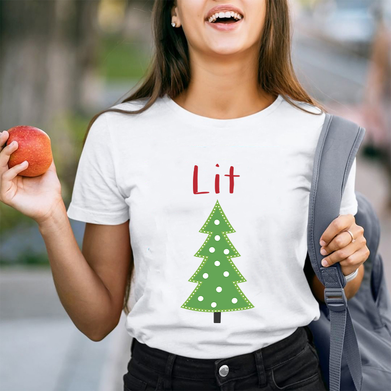 Lit Christmas Tree Teacher T-Shirt