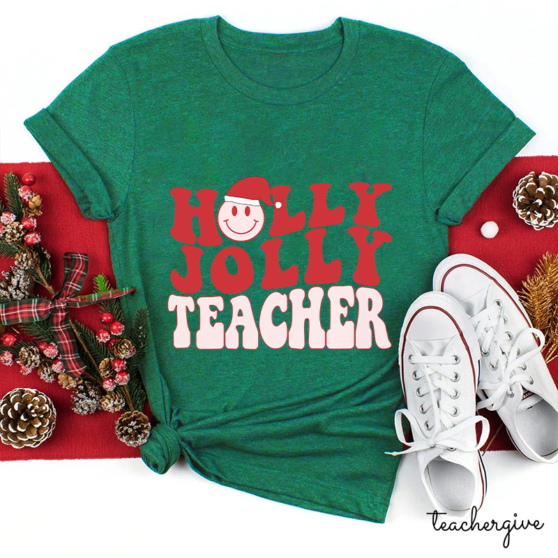 Holly Jolly Pink Teacher T-Shirt