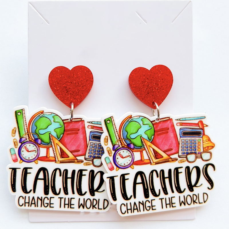 Teachers Change The World  Acrylic Earrings