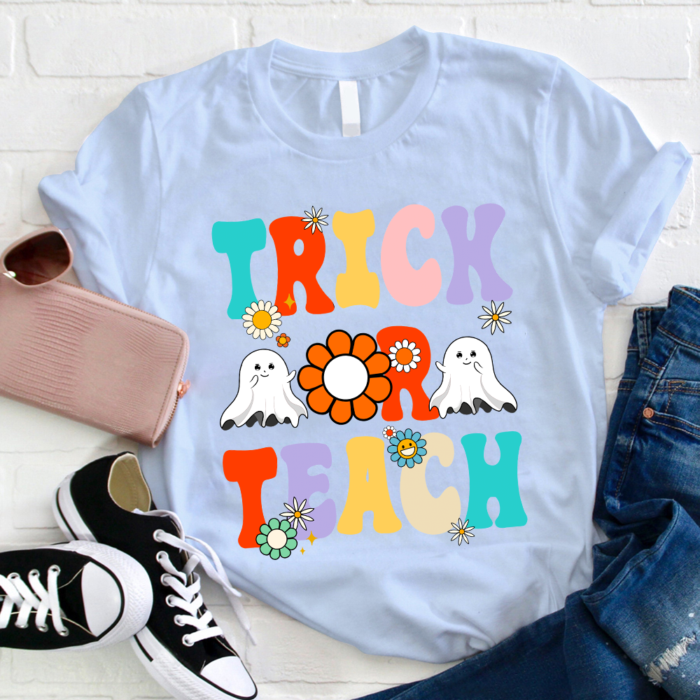 Flower Ghost Halloween Trick Or Teach T-Shirt