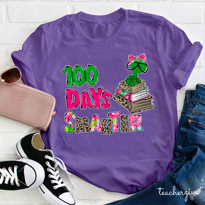 Bookworm 100 Days Smarter Teacher T-Shirt