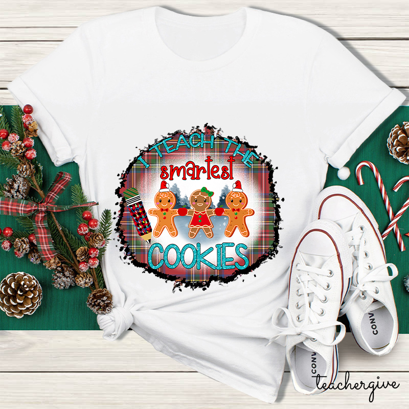 I Teach The Smartest Cookies Red Plaid Teacher T-Shirt