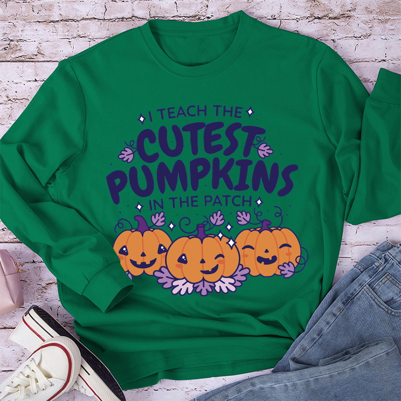 I Teach The Cutest Pumpkins In The Patch Cute Pumpkin Long Sleeve T-Shirt
