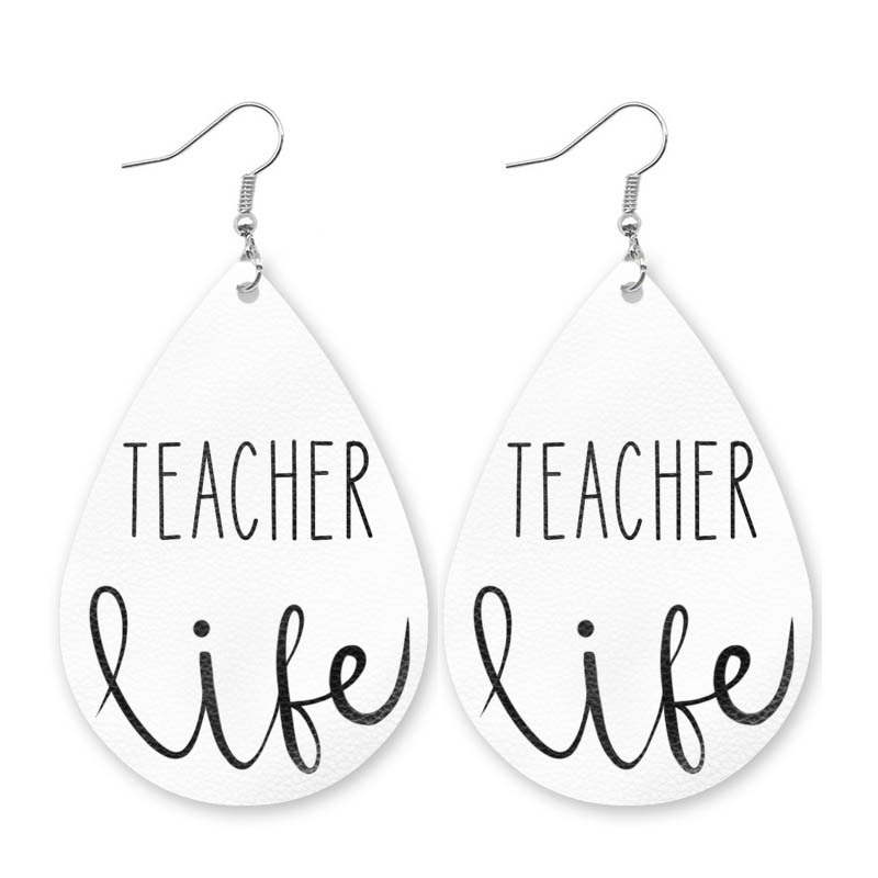 Teacher Life Water Droplets Shape Earrings
