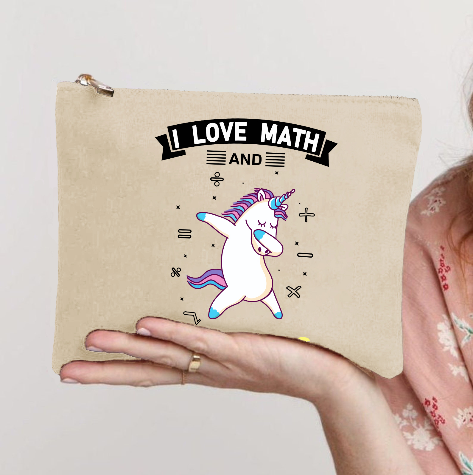 I Love Math And Unicorns Makeup Bag