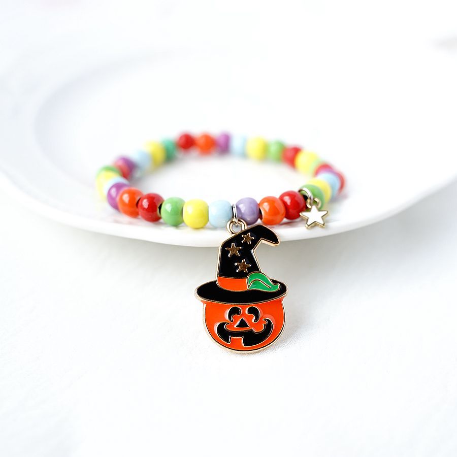 Mr Black Hat Pumpkin Beads Metal Bracelet