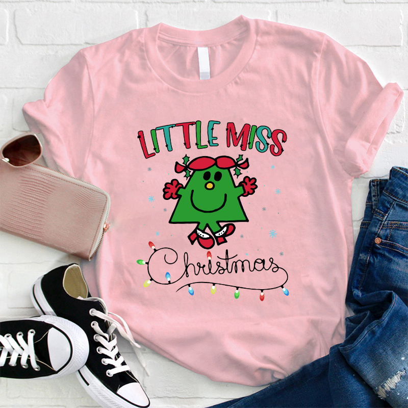 Little Miss Loves Christmas Teacher T-Shirt