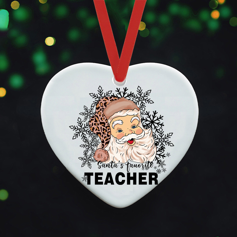 Christmas Santa's Favorite Teacher Ceramic Christmas Ornament