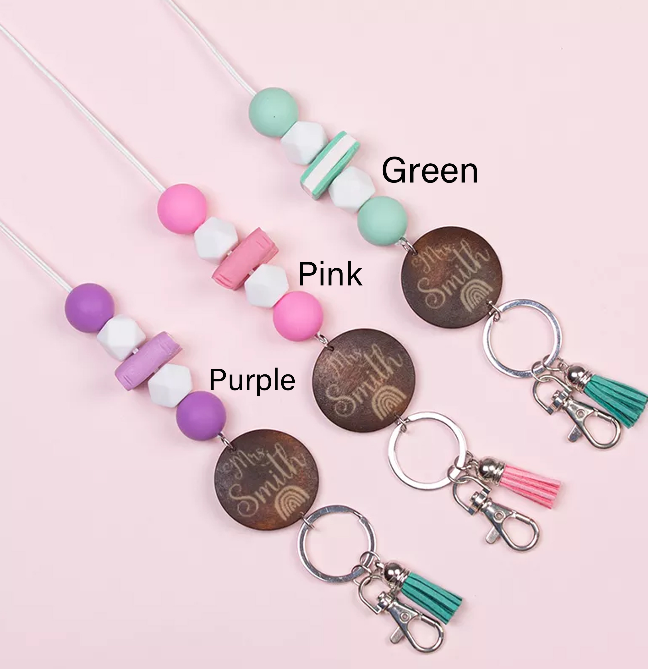 Personalized Multicolor Beads Books  Lanyard
