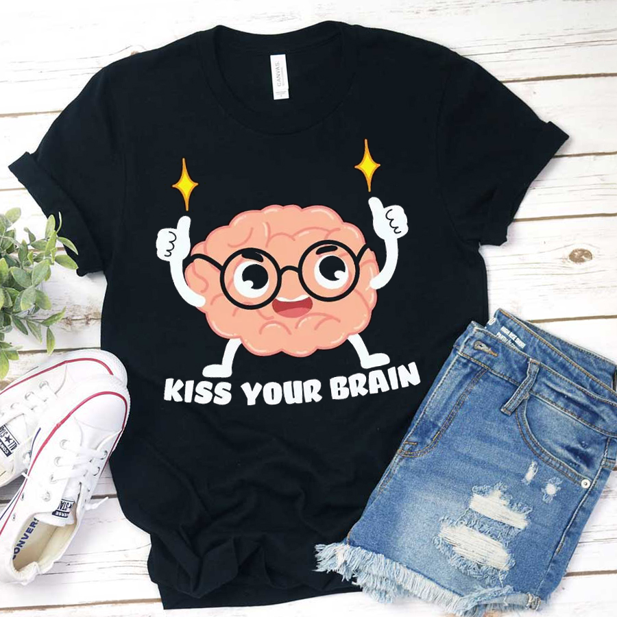 Kiss Your Brain Cartoon Image T-Shirt