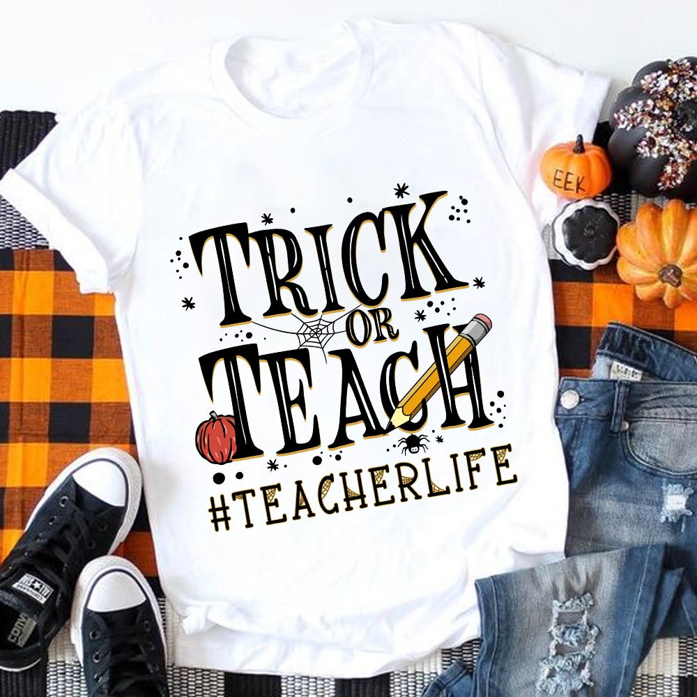 Trick Or Teach Halloween Spider T-Shirt