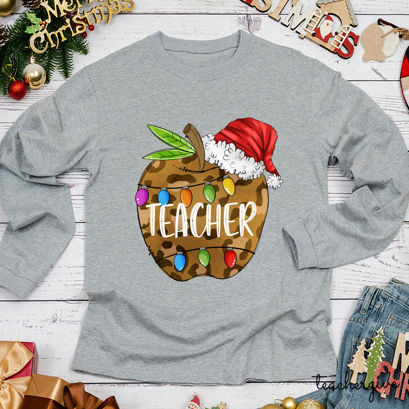 Christmas Apple Teacher Long Sleeve T-Shirt