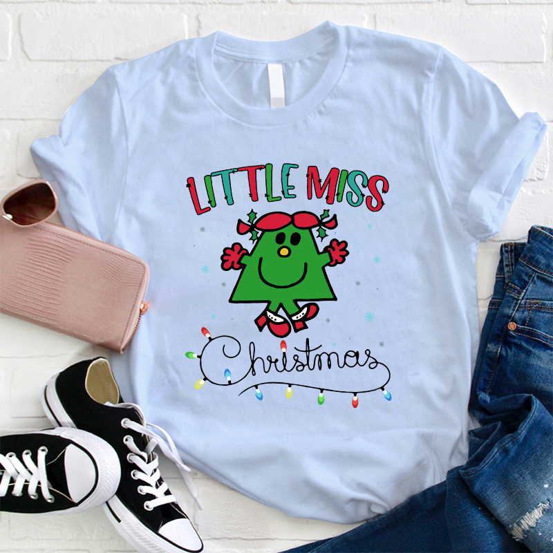 Little Miss Loves Christmas Teacher T-Shirt