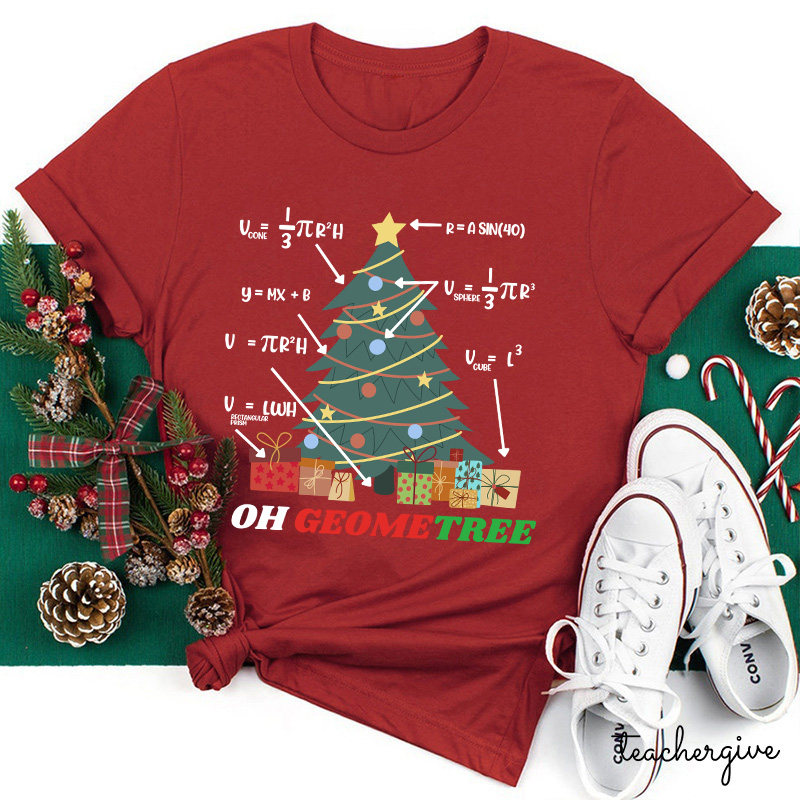 Oh Geometree Christmas Teacher T-Shirt