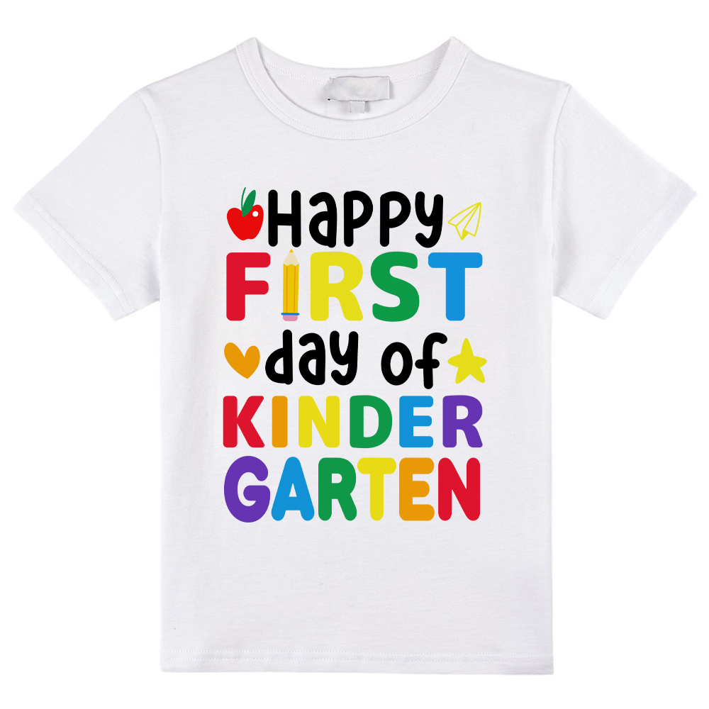 Personalized  Happy First Day Of Kindergarten Kids T-Shirt