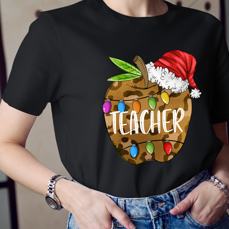 Christmas Apple Teacher T-Shirt