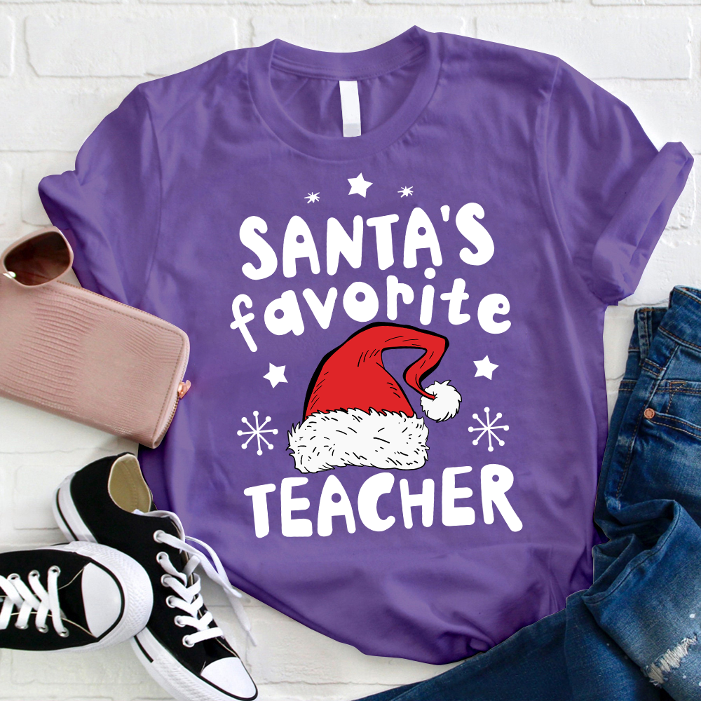 Santa's Favorite Teacher Christmas Teacher T-Shirt