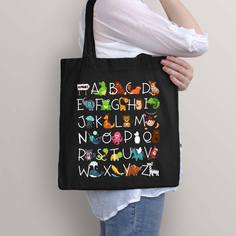 Interesting English Alphabet And Animals Tote Bag