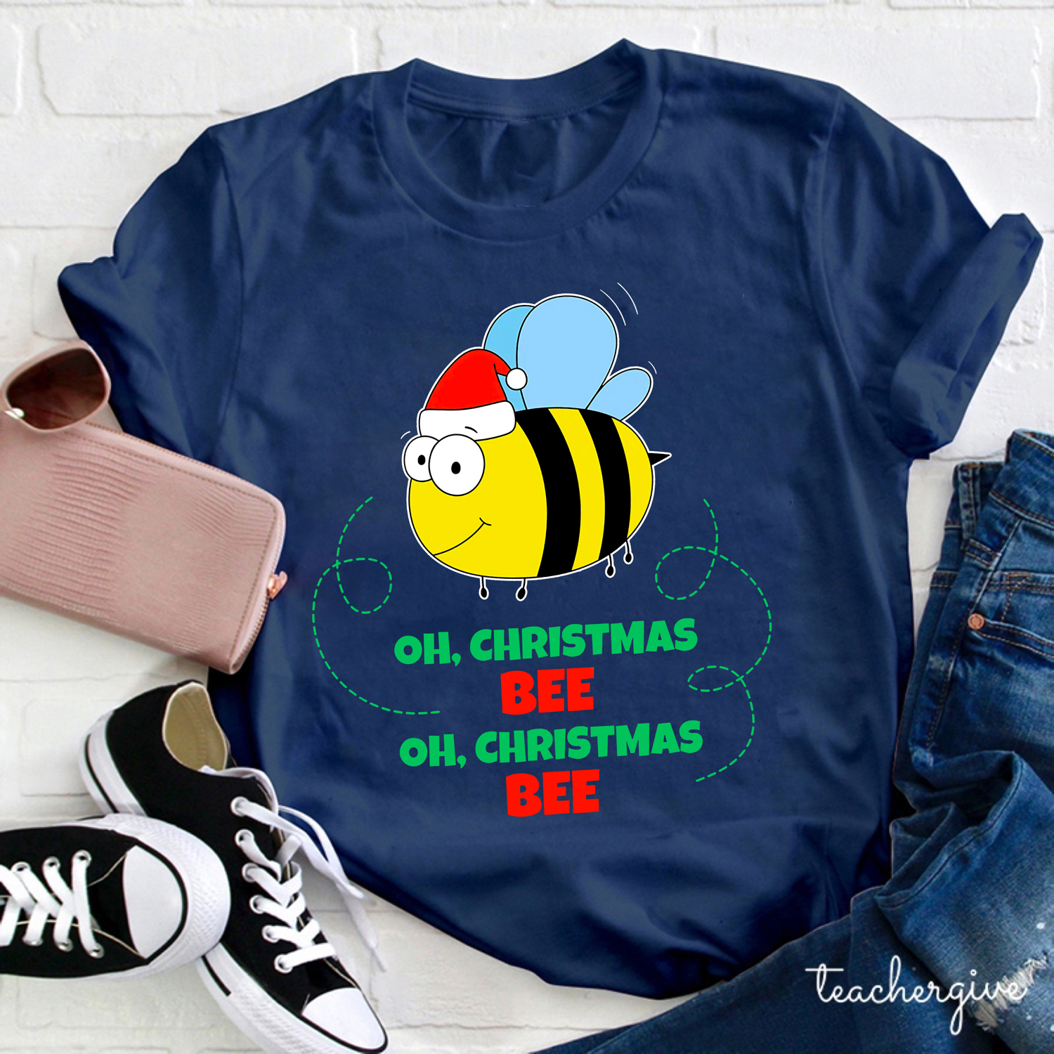 O Christmas Bee O Christmas Bee Teacher T-Shirt