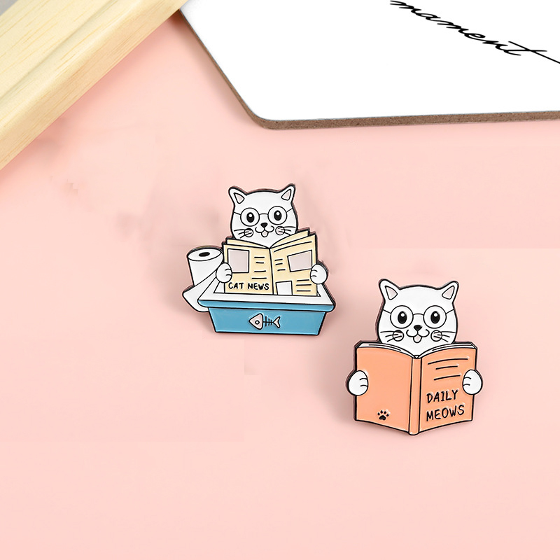 Cute Cat Book Pin Set