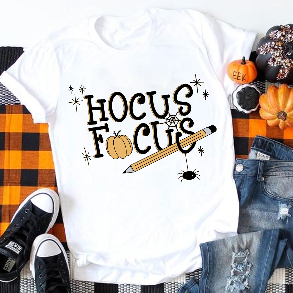 Hocus Focus Pumpkin Pencil T-Shirt