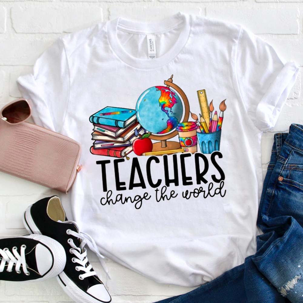 Teachers Change The World Earth Brush  T-Shirt